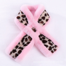 Imitation Rabbit Fur Collar Scarf Women Keep Warm Thickening Fur Sjaal Colorful Leopard Print Cross Winter Scarf